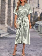 Акція на Плаття-сорочка міді літнє жіноче SHEIN GD-00152069 XL Сріблясте від Rozetka