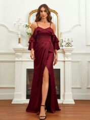 Акція на Плаття вечірнє довге літнє жіноче SHEIN GD-00152079 XL Вишневе від Rozetka