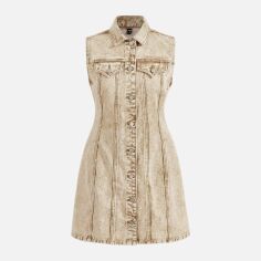 Акція на Плаття-сорочка джинсове коротке літнє жіноче SHEIN GD-00153371 XS Світло-бежеве від Rozetka