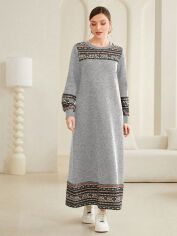 Акція на Плаття в'язане довге осіннє жіноче SHEIN GD-00152286 XL Світло-сіре від Rozetka