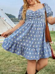 Акція на Плаття коротке літнє жіноче SHEIN GD-00151408 24-26 Блакитне від Rozetka