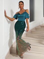 Акція на Плаття вечірнє довге літнє жіноче SHEIN GD-00152361 XL Бірюзове від Rozetka