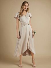 Акція на Плаття міді літнє жіноче SHEIN GD-00153241 XS Світло-бежеве від Rozetka