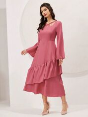 Акція на Плаття вечірнє міді літнє жіноче SHEIN GD-00152618 XL Рожеве від Rozetka