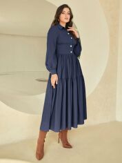 Акція на Плаття-сорочка міді осіннє жіноче SHEIN GD-00151933 XL Темно-синє від Rozetka