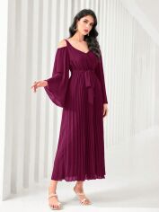 Акція на Плаття вечірнє міді літнє жіноче SHEIN GD-00151972 XL Темно-бордове від Rozetka