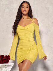 Акція на Плаття коротке літнє жіноче SHEIN GD-00153392 XS Жовте від Rozetka
