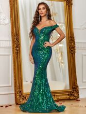 Акція на Плаття вечірнє довге літнє жіноче SHEIN GD-00155996 XL Зелене від Rozetka