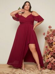 Акція на Плаття вечірнє довге літнє жіноче SHEIN GD-00135572 XL Бордове від Rozetka