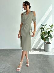 Акція на Плаття міді літнє жіноче SHEIN GD-00144386 L Сіро-зелене від Rozetka