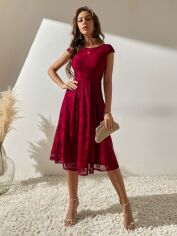 Акція на Плаття вечірнє міді літнє жіноче SHEIN GD-00153163 XS Бордове від Rozetka