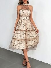 Акція на Плаття міді літнє жіноче SHEIN GD-00156099 XS Айворі від Rozetka