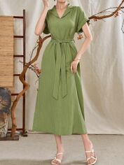 Акція на Плаття міді літнє жіноче SHEIN GD-00154659 S Хакі від Rozetka