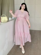 Акція на Плаття довге літнє жіноче SHEIN GD-00154904 3XL Світло-рожеве від Rozetka
