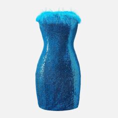 Акція на Плаття вечірнє коротке літнє жіноче SHEIN GD-00156054 XL Блакитне від Rozetka