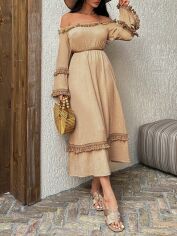 Акція на Плаття міді літнє жіноче SHEIN GD-00153615 XS Світло-бежеве від Rozetka
