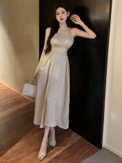 Акція на Плаття міді літнє жіноче SHEIN GD-00156030 XL Бежеве від Rozetka