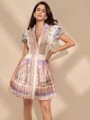 Акція на Плаття-сорочка коротке літнє жіноче SHEIN GD-00155342 L Комбіноване від Rozetka