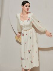 Акція на Плаття міді літнє жіноче SHEIN GD-00154462 S Молочне від Rozetka