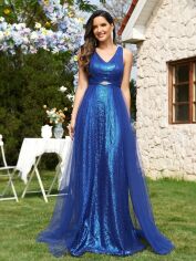 Акція на Плаття вечірнє довге літнє жіноче SHEIN GD-00156124 2XL Синє від Rozetka