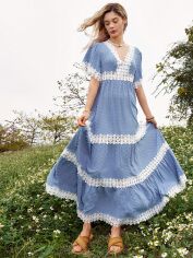 Акція на Плаття довге літнє жіноче SHEIN GD-00154532 S Блакитне від Rozetka