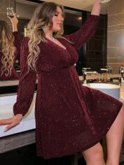 Акція на Плаття вечірнє коротке осіннє жіноче SHEIN GD-00154894 3XL Бордове від Rozetka