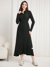 Акція на Плаття-сорочка міді осіннє жіноче SHEIN GD-00156017 XL Чорне від Rozetka