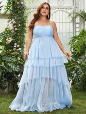 Акція на Плаття вечірнє довге літнє жіноче SHEIN GD-00154950 5XL Світло-блакитне від Rozetka