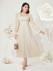 Акція на Плаття вечірнє міді літнє жіноче SHEIN GD-00159067 S Кремове від Rozetka