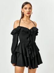 Акція на Плаття вечірнє коротке літнє жіноче SHEIN GD-00155521 M Чорне від Rozetka