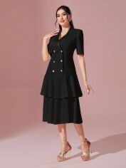 Акція на Плаття вечірнє міді літнє жіноче SHEIN GD-00165053 L Чорне від Rozetka