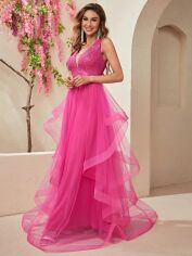 Акція на Плаття вечірнє довге літнє жіноче SHEIN GD-00165344 XL Фуксія від Rozetka