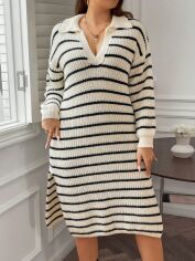 Акція на Плаття в'язане міді зимове тепле жіноче SHEIN GD-00160827 XL Чорно-біле від Rozetka