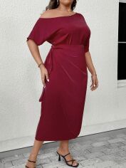 Акція на Плаття міді літнє жіноче SHEIN GD-00160506 XL Бордове від Rozetka