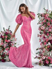 Акція на Плаття вечірнє довге літнє жіноче SHEIN GD-00155990 XL Рожеве від Rozetka