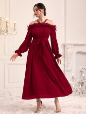 Акція на Плаття вечірнє міді літнє жіноче SHEIN GD-00154331 L Бордове від Rozetka