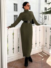 Акція на Плаття в'язане міді зимове тепле жіноче SHEIN GD-00156603 One Size Хакі від Rozetka