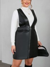 Акція на Сарафан зі штучної шкіри жіночий SHEIN GD-00163539 3XL Чорний від Rozetka