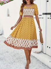 Акція на Плаття міді літнє жіноче SHEIN GD-00155440 L Жовте від Rozetka