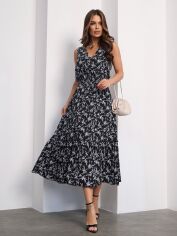 Акція на Сукня міді літня жіноча ISSA PLUS 15182 2XL Чорна від Rozetka