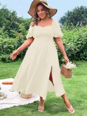 Акція на Плаття довге літнє жіноче SHEIN GD-00137758 XL Світло-бежеве від Rozetka
