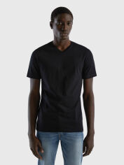 Акція на Футболка бавовняна довга чоловіча United Colors of Benetton 3U53J4231-100 XL Чорна від Rozetka