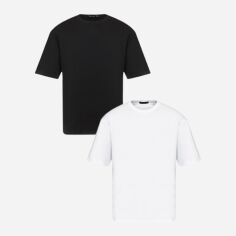 Акція на Набір футболок бавовняних довгих чоловічих Ray U0104-BW L/XL 2 шт Чорний/Білий від Rozetka