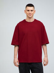 Акція на Футболка бавовняна довга чоловіча Ray Oversize U0104M S/M Бордова від Rozetka