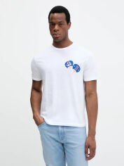 Акція на Футболка бавовняна довга чоловіча United Colors of Benetton 3I1XU1096-915 L Біла з принтом від Rozetka