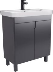 Акція на Тумба універсальна МОЙДОДИР Simple Graphite 70-U з умивальником River 70 графітова від Rozetka