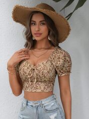 Акція на Топ жіночий SHEIN GD-00153189 XS Бежевий від Rozetka
