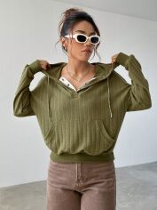 Акція на Худі жіноча SHEIN GD-00146080 M Хакі від Rozetka