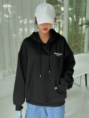 Акція на Худі жіноче SHEIN GD-00099376 XS Чорне від Rozetka
