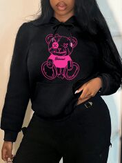 Акція на Худі жіноче SHEIN GD-00134805 S Чорне від Rozetka